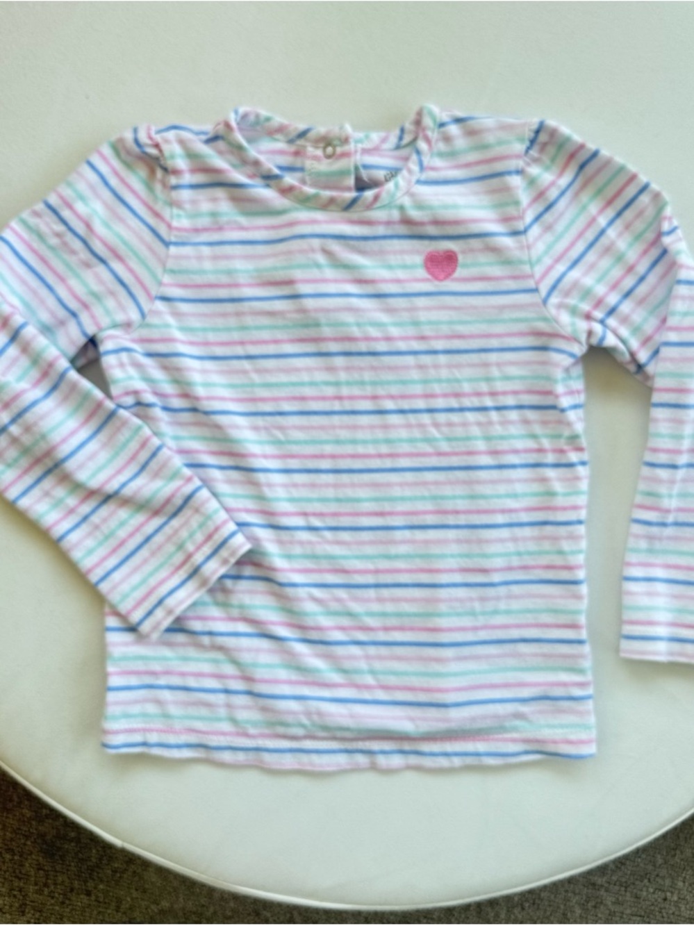 4T Little Me Pastel Striped Long-Sleeve Tee with Pink Heart